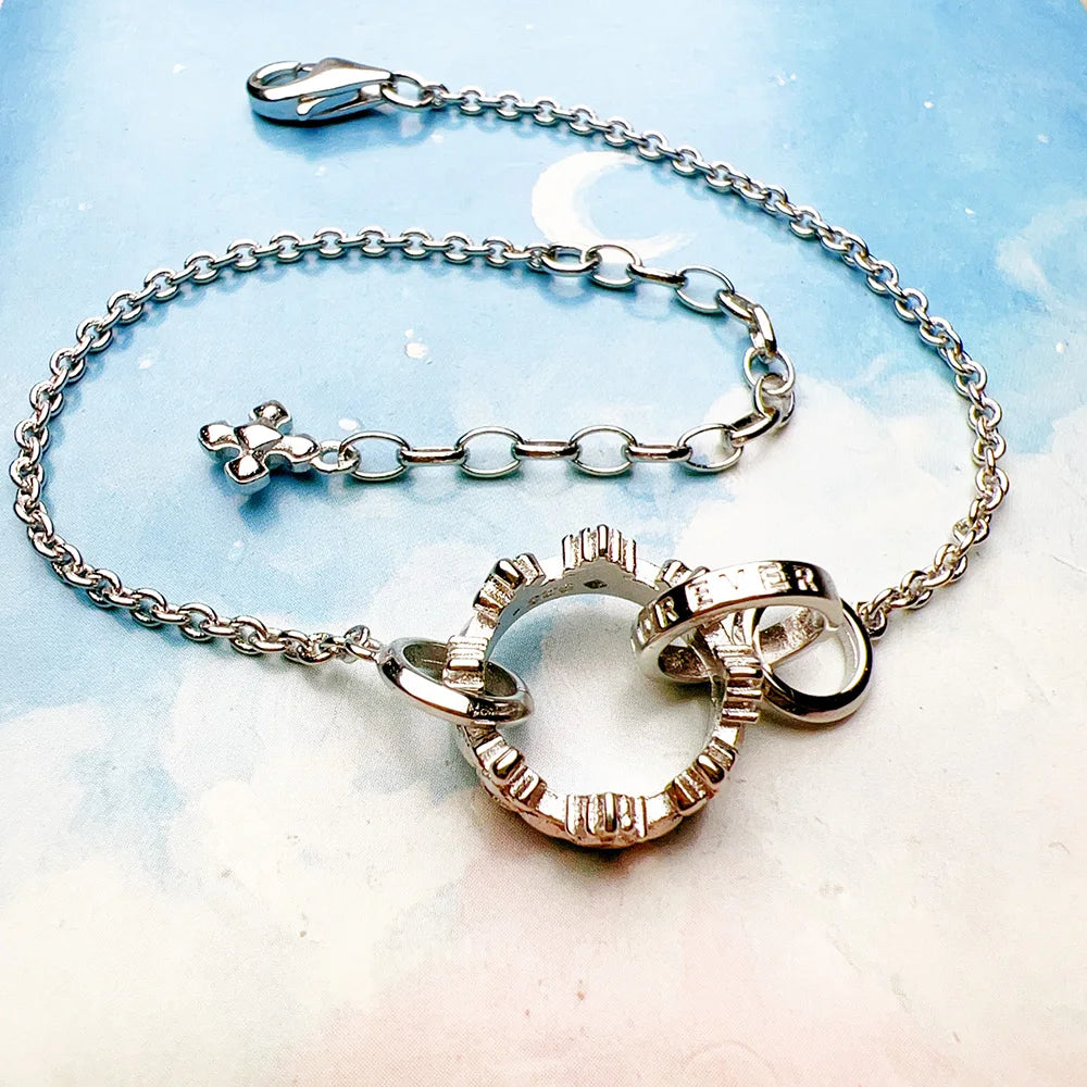Silver Crown Link Bracelet