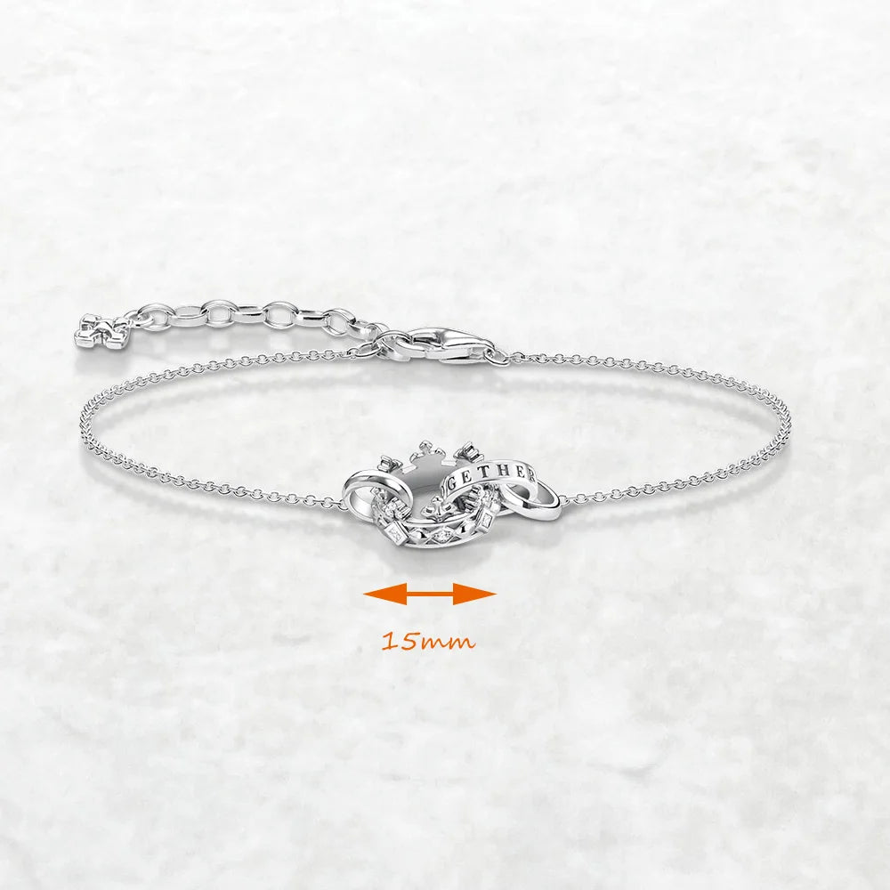Silver Crown Link Bracelet