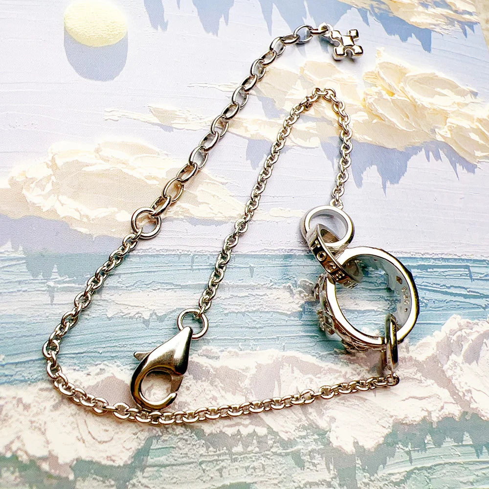 Silver Crown Link Bracelet