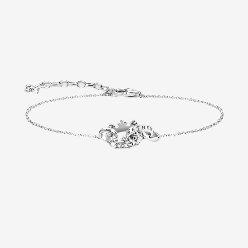 Silver Crown Link Bracelet