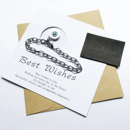 Blue Link Clasp Charm Bracelet