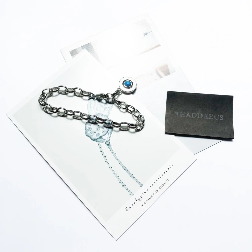 Blue Link Clasp Charm Bracelet