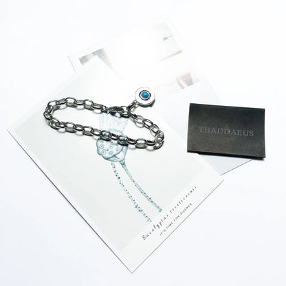 Blue Link Clasp Charm Bracelet