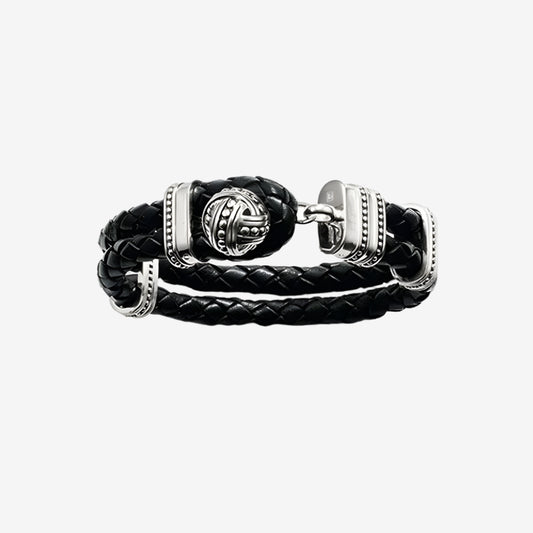Double Rope Leather Cuff Bracelet