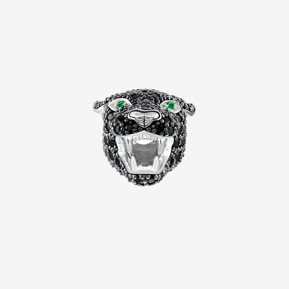 Jade Eyed Black Leopard Charm Bead