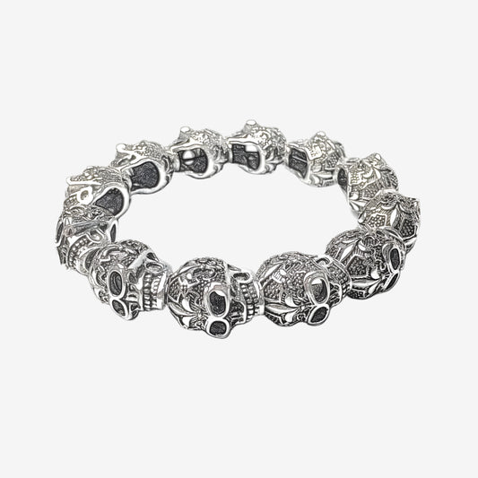 Fleur-de-lis Skull Bead Bracelet