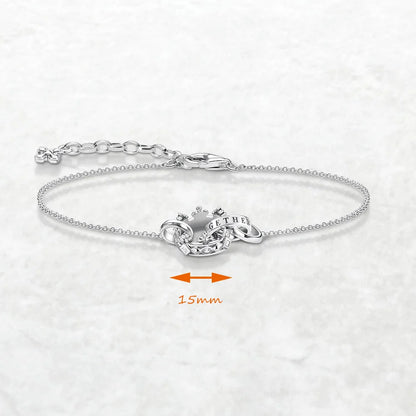 Silver Crown Link Bracelet