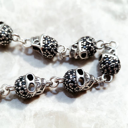 Dark Skull Clasp Charm Bracelet