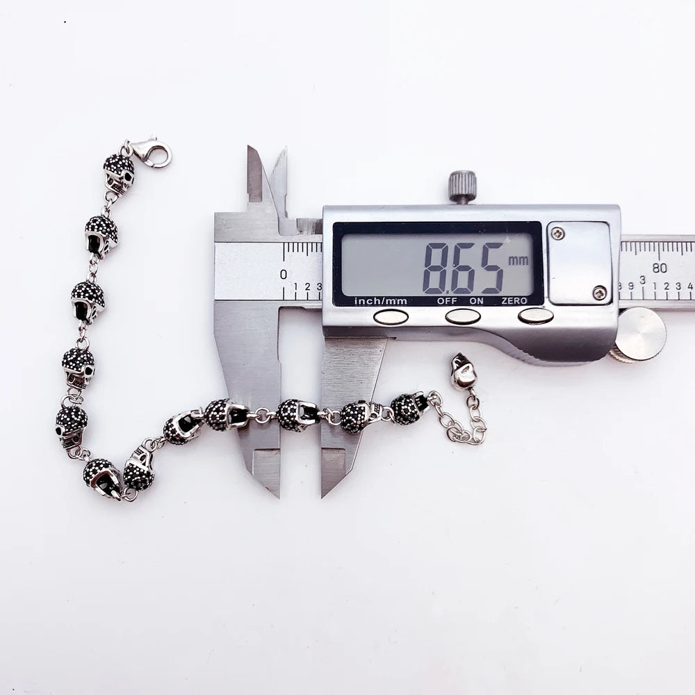 Dark Skull Clasp Charm Bracelet