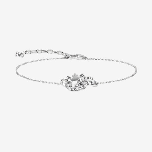 Silver Crown Link Bracelet